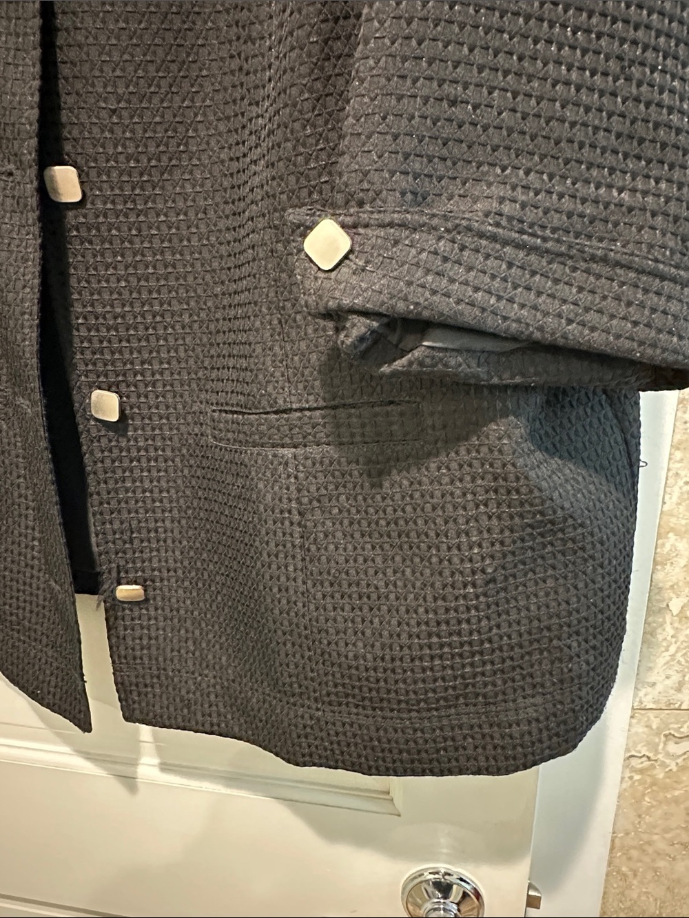 Maggie Barnes Black Textured Boxy Blazer with metal Buttons - Picture 5 of 10
